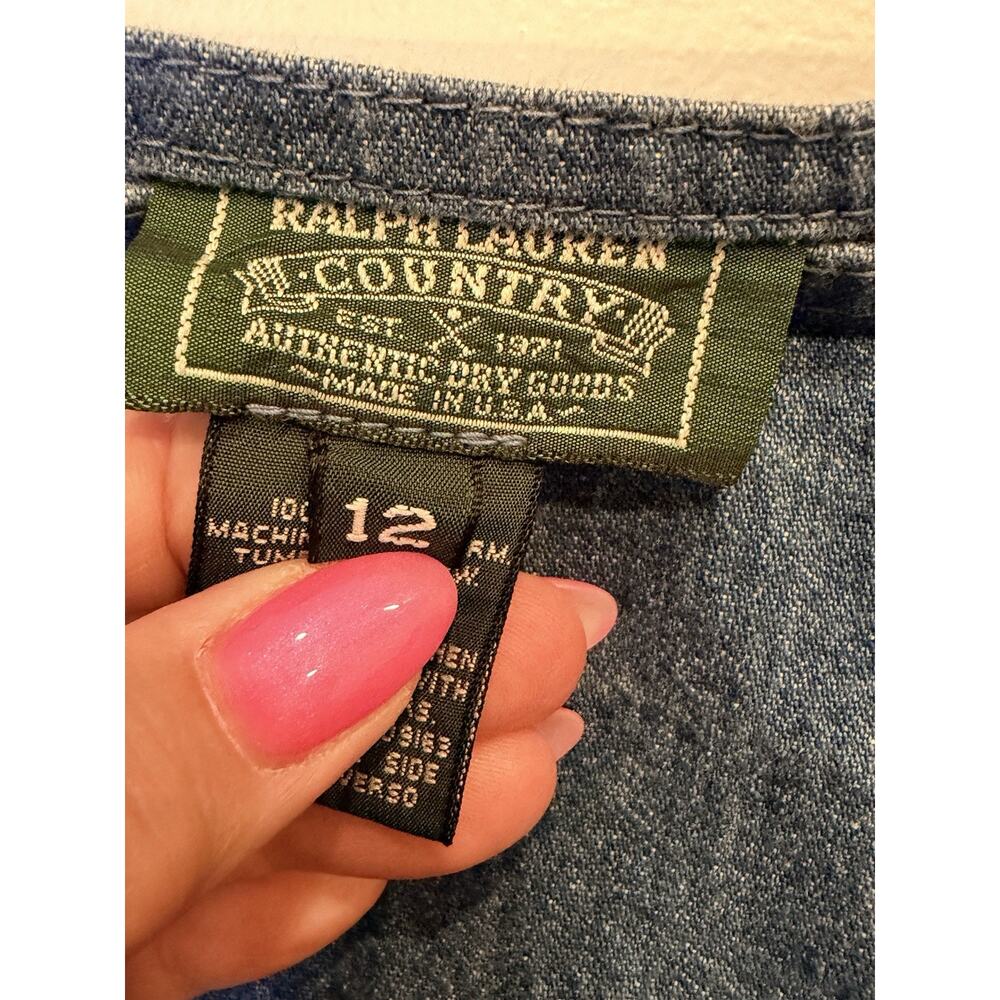 VTG 90s Ralph Lauren Denim Wrap Maxi Skirt Country Western Cowgirl Core Size Med - Picture 6 of 9